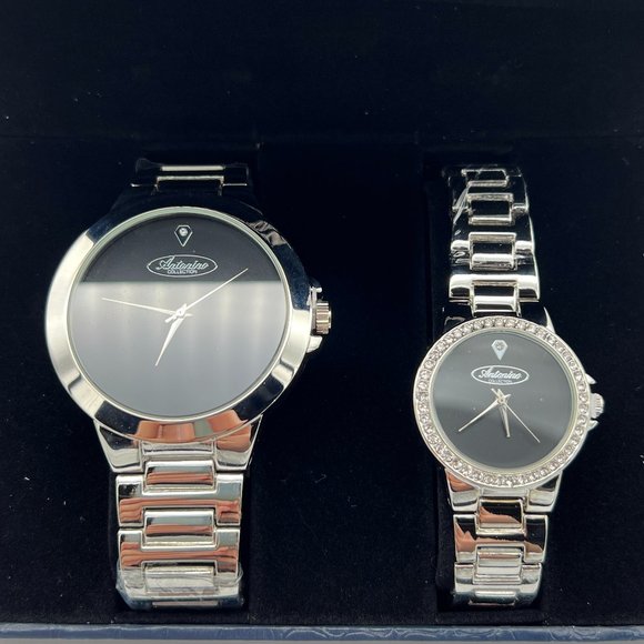 Antonino Collection His & Hers Silver Watch Set – Black Dial Gift Box - Picture 3 of 8